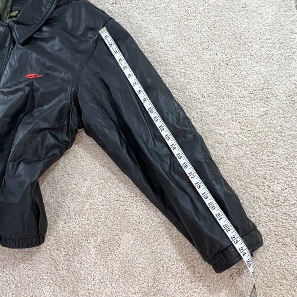 Port Authority Mens Leather Jacket XL Black Bomber ESPN - Picture 10 of 13